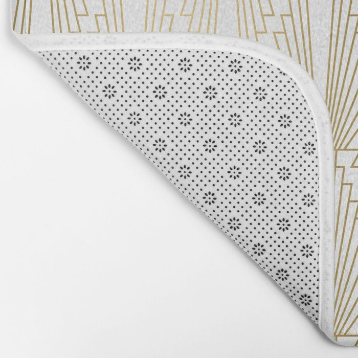 Gold and white geometric Art Deco pattern Bath Mat Gallery Image 2