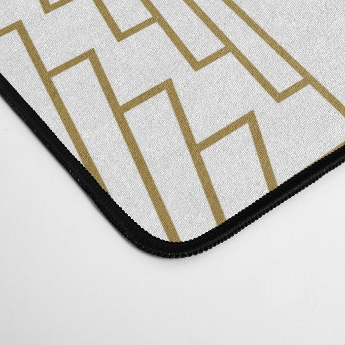 Gold and white geometric Art Deco pattern Desk Mat Gallery Image 4