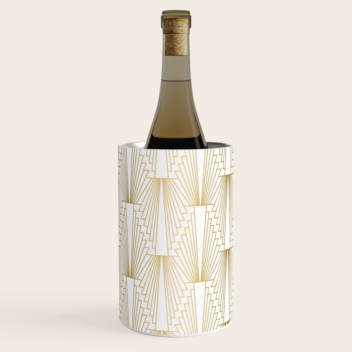 Gold and white geometric Art Deco pattern Wine Chiller Gallery Image 3