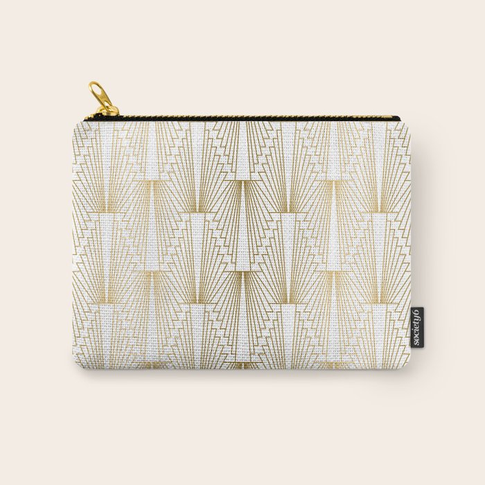 Gold and white geometric Art Deco pattern Carry All Pouch Gallery Image 1