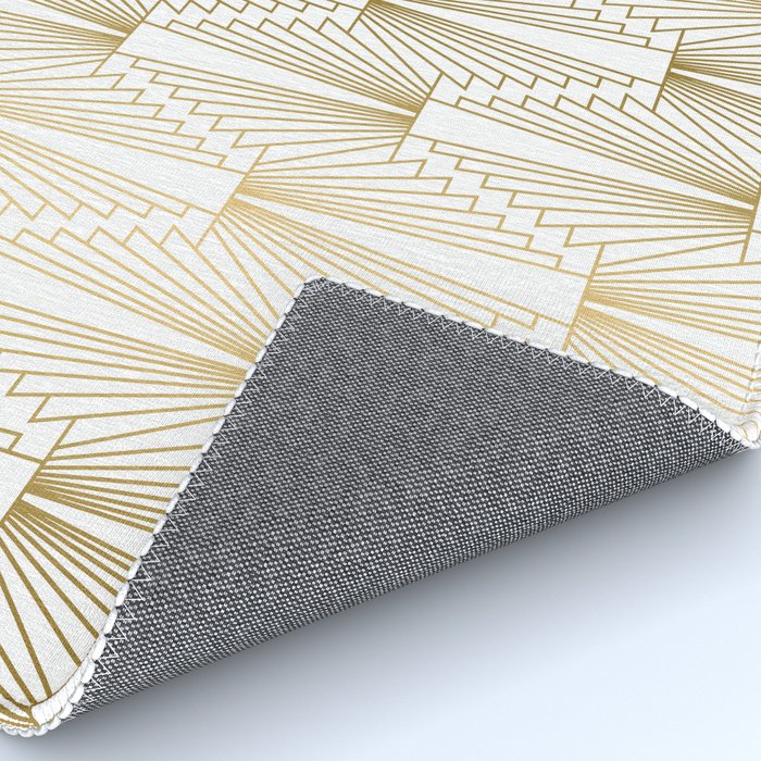 Gold and white geometric Art Deco pattern Rug Gallery Image 4