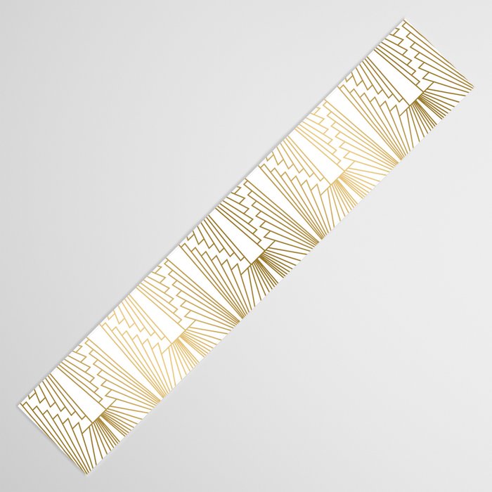 Gold and white geometric Art Deco pattern Table Runner Gallery Image 3