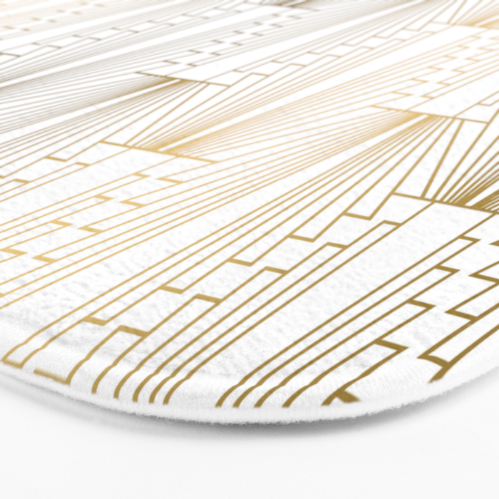 Gold and white geometric Art Deco pattern Bath Mat Gallery Image 3