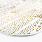 Gold and white geometric Art Deco pattern Bath Mat Gallery Image 3