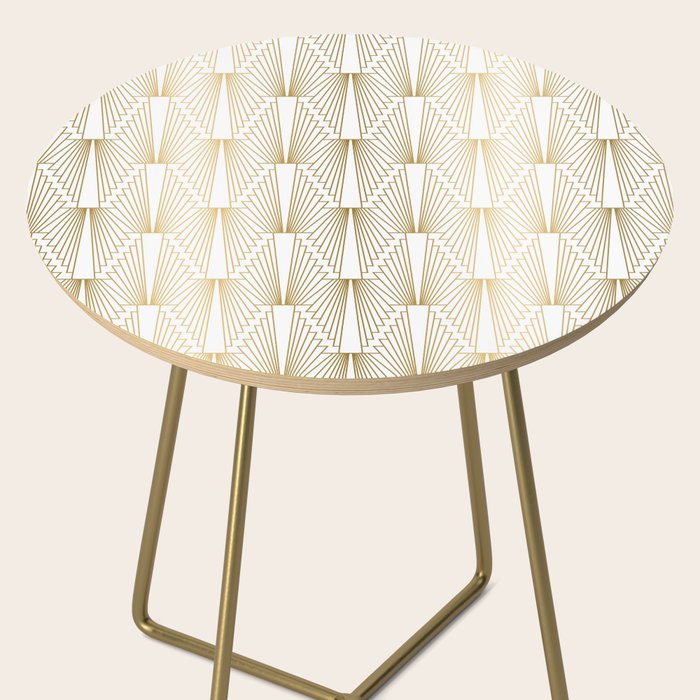 Gold and white geometric Art Deco pattern Side Table Gallery Image 2