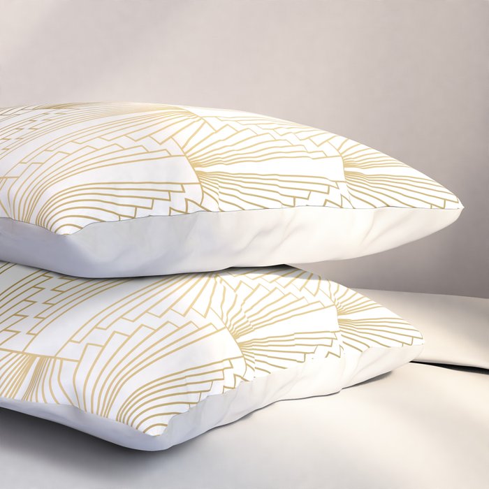 Gold and white geometric Art Deco pattern Pillow Sham Gallery Image 3