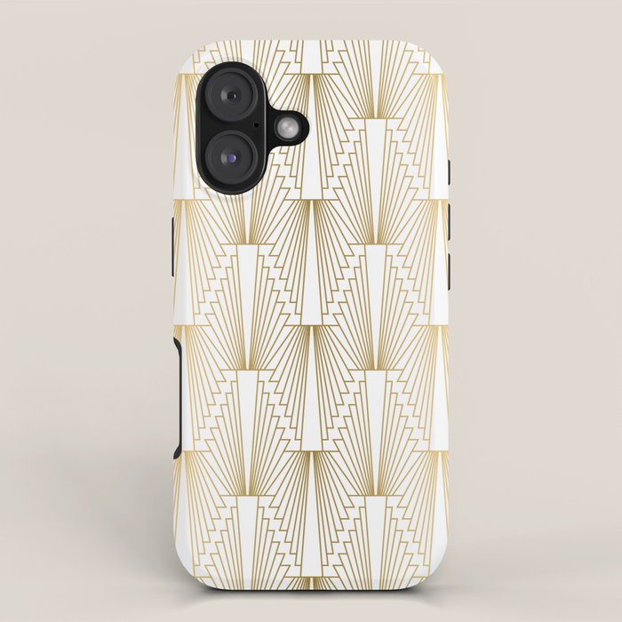 Gold and white geometric Art Deco pattern iPhone Case Gallery Image 1