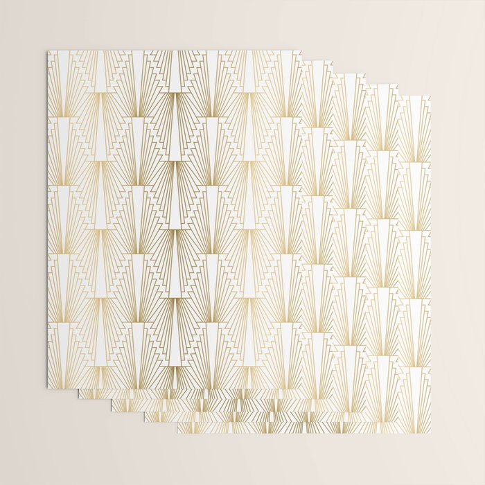 Gold and white geometric Art Deco pattern Wrapping Paper Gallery Image 3