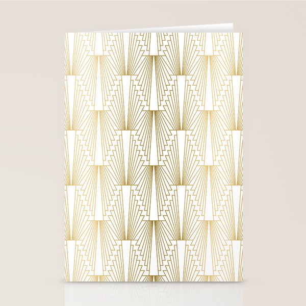 Gold and white geometric Art Deco pattern Stationery Card Gallery Image 2
