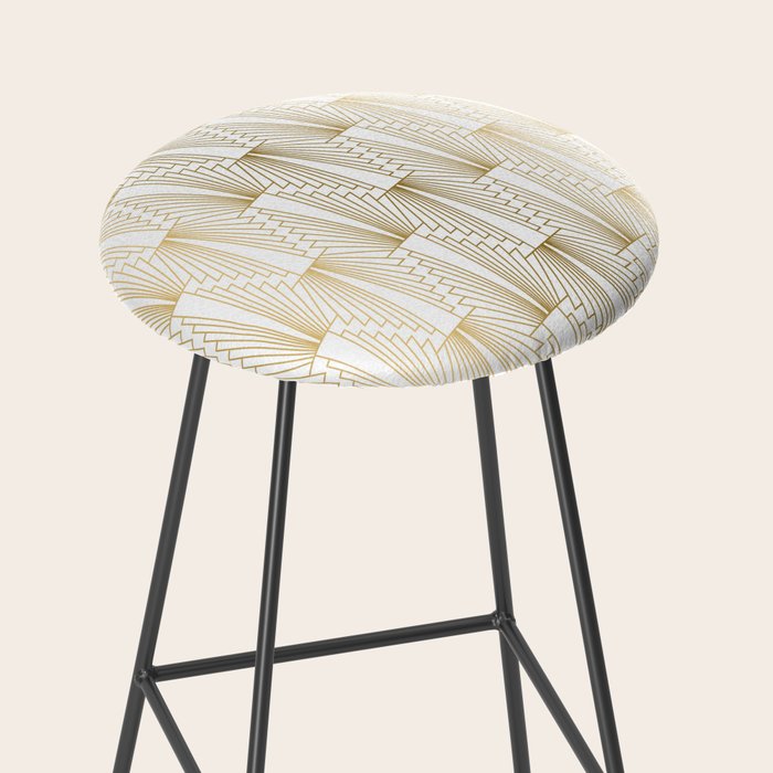 Gold and white geometric Art Deco pattern Stool Gallery Image 2