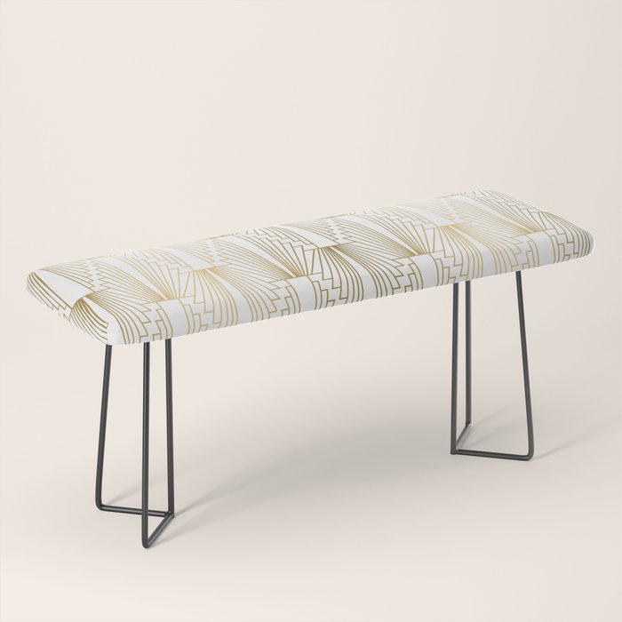 Gold and white geometric Art Deco pattern Bench Gallery Image 1