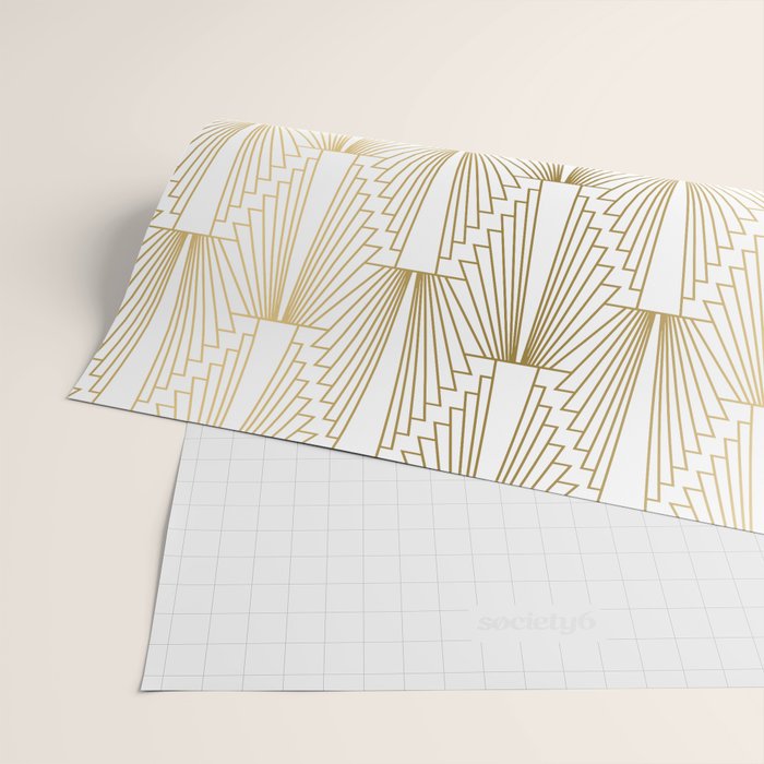 Gold and white geometric Art Deco pattern Wrapping Paper Gallery Image 2