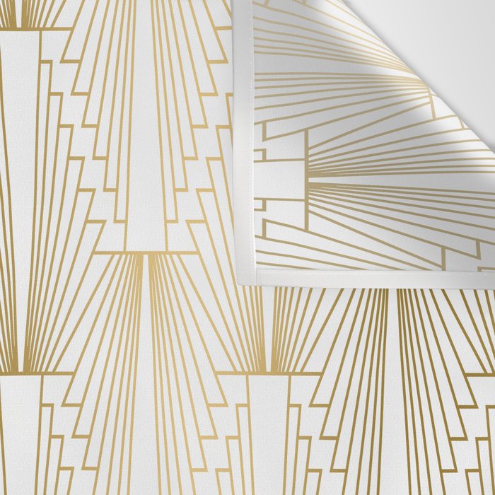 Gold and white geometric Art Deco pattern Wall Tapestry Gallery Image 3
