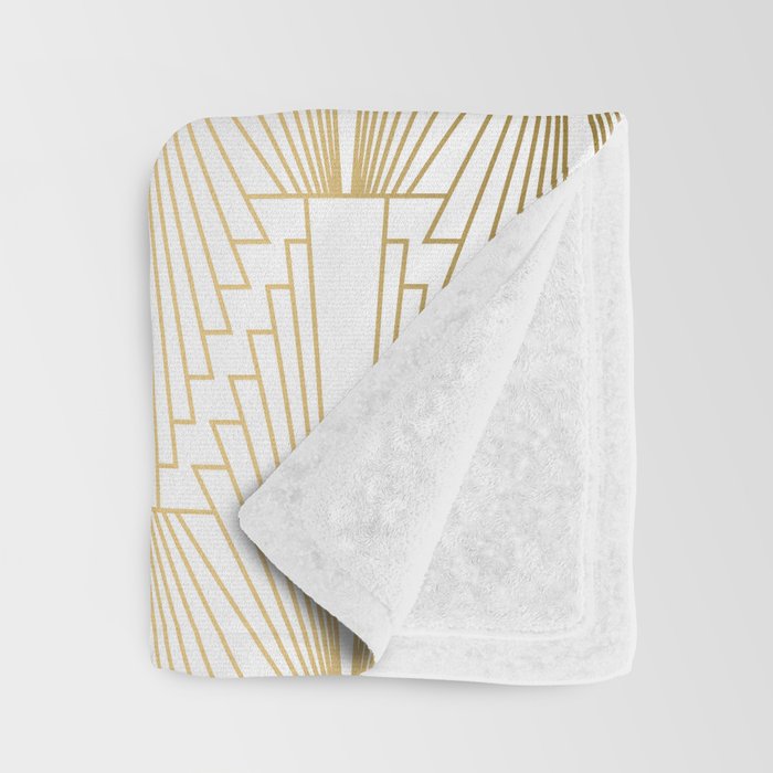 Gold and white geometric Art Deco pattern Throw Blanket Gallery Image 3