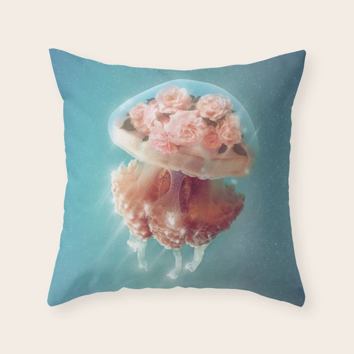Floral Jellyfish Throw Pillow Gallery Image 6