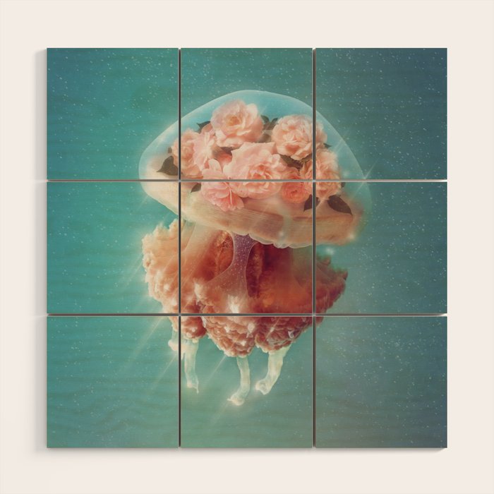 Floral Jellyfish Wood Wall Art Gallery Image 1