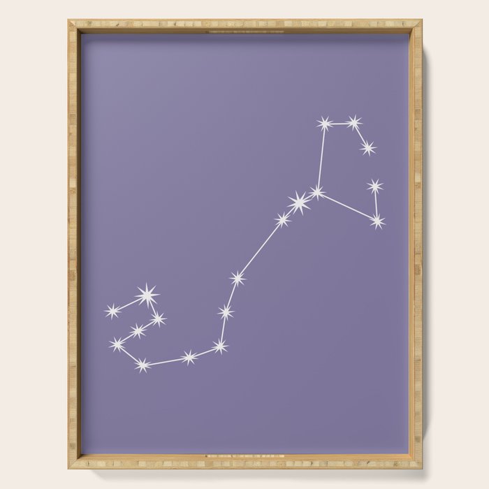 Scorpio Zodiac Star Constellation Line Art Lavender Purple Serving Tray Gallery Image 1
