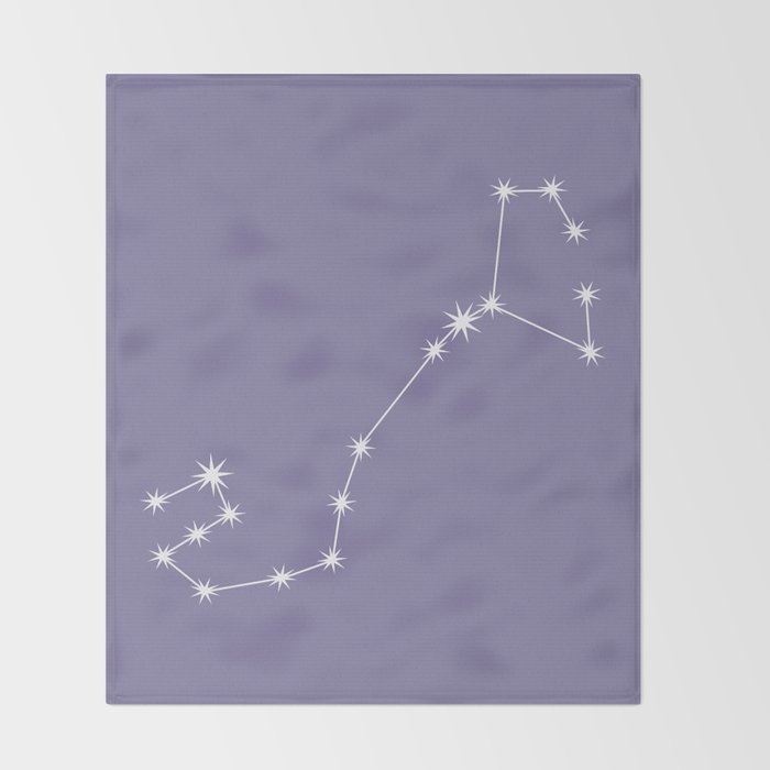 Scorpio Zodiac Star Constellation Line Art Lavender Purple Throw Blanket Gallery Image 2