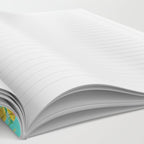 Bright Turquoise/Teal  Antique inspired Floral Print With Hot pink, baby Pink, Coral and Yellow Notebook Gallery Image 2