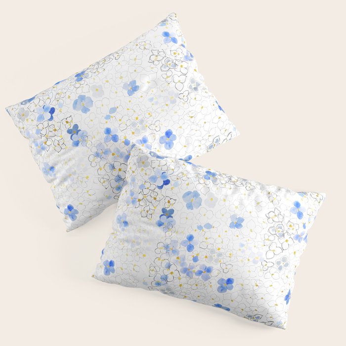 blue abstract hydrangea pattern Pillow Sham Gallery Image 1