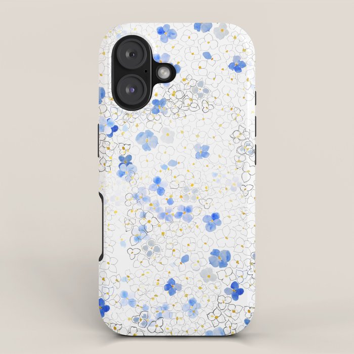 blue abstract hydrangea pattern iPhone Case Gallery Image 1