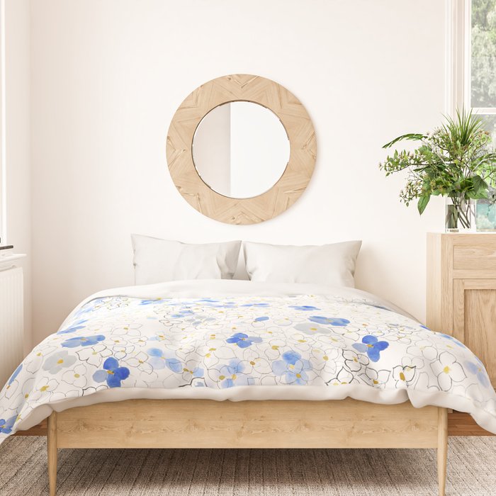 blue abstract hydrangea pattern Duvet Cover Gallery Image 3