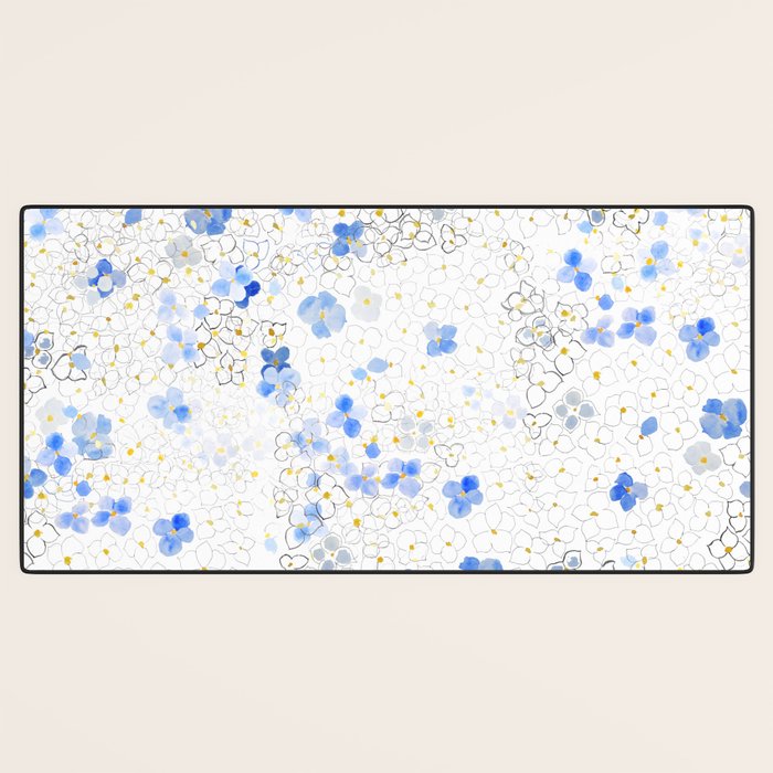 blue abstract hydrangea pattern Desk Mat Gallery Image 3