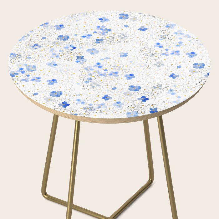 blue abstract hydrangea pattern Side Table Gallery Image 2