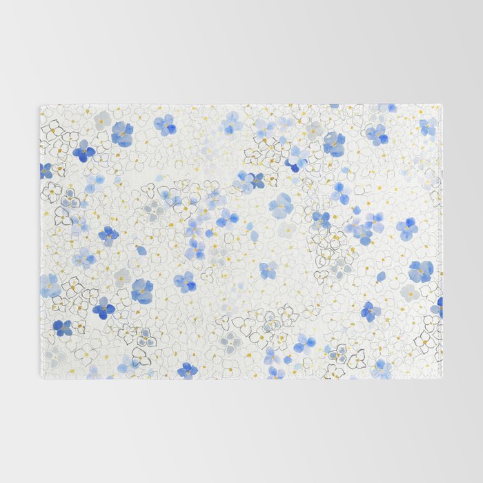 blue abstract hydrangea pattern Rug Gallery Image 2