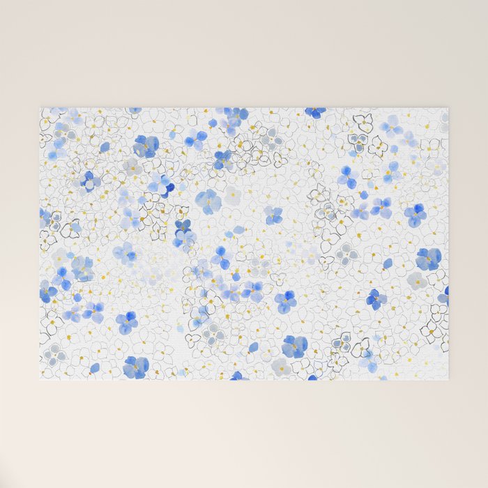 blue abstract hydrangea pattern Welcome Mat Gallery Image 1