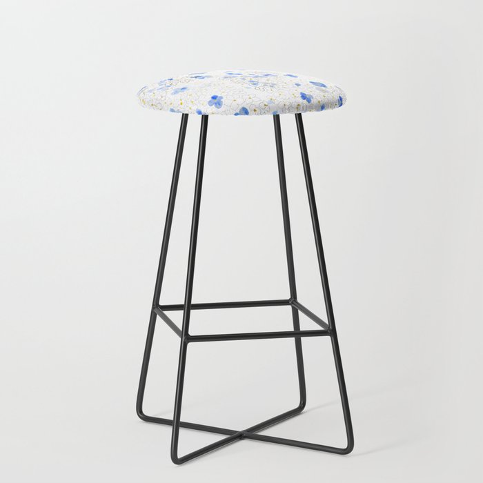 blue abstract hydrangea pattern Stool Gallery Image 1