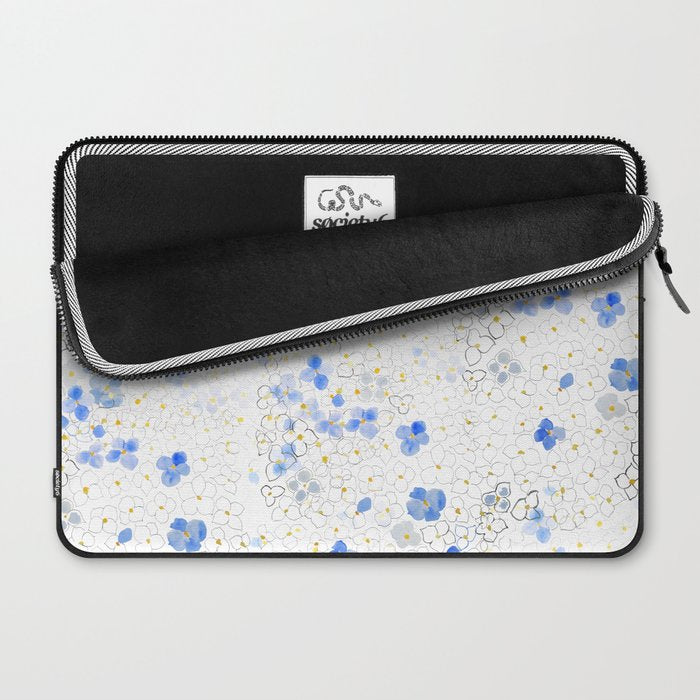 blue abstract hydrangea pattern Laptop Sleeve Gallery Image 2