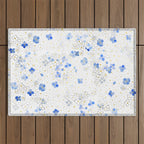 blue abstract hydrangea pattern Outdoor Rug Gallery Image 1