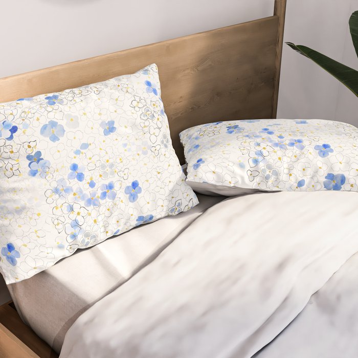 blue abstract hydrangea pattern Pillow Sham Gallery Image 2