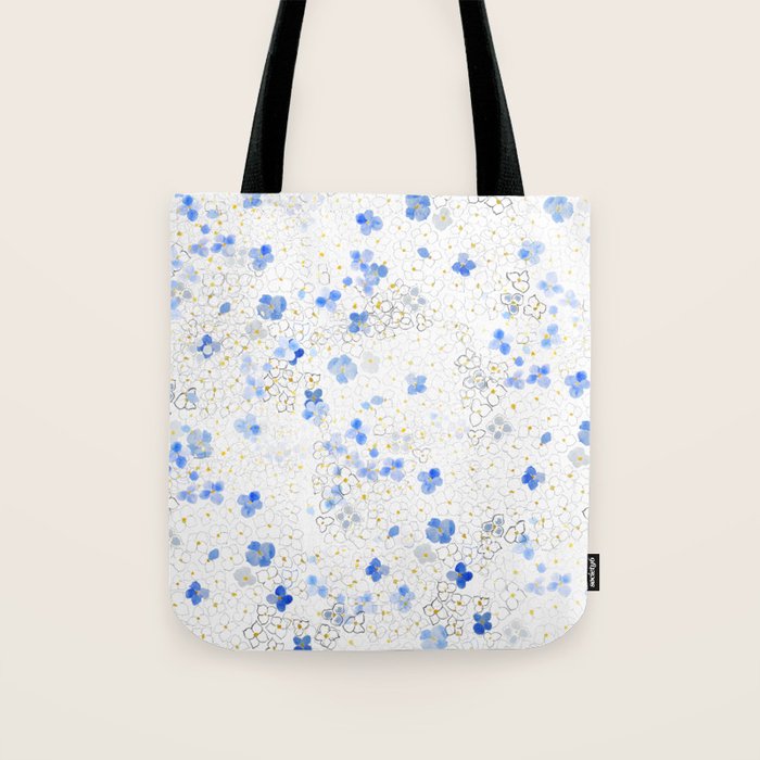 blue abstract hydrangea pattern Tote Bag Gallery Image 1