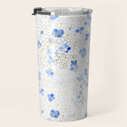 blue abstract hydrangea pattern Travel Mug Gallery Image 3