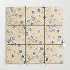 blue abstract hydrangea pattern Wood Wall Art Gallery Image 1