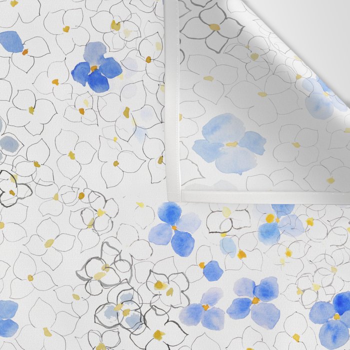blue abstract hydrangea pattern Wall Tapestry Gallery Image 3
