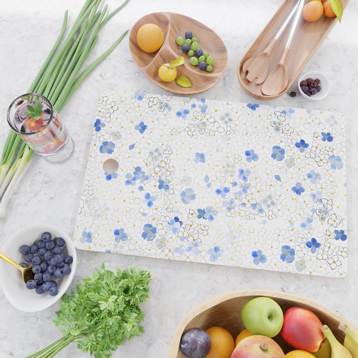 blue abstract hydrangea pattern Cutting Board Gallery Image 2