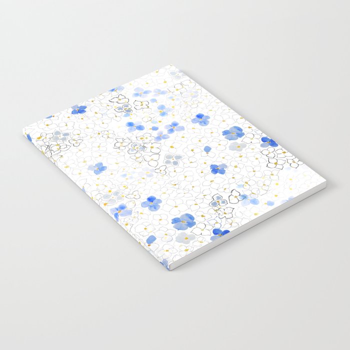 blue abstract hydrangea pattern Notebook Gallery Image 1