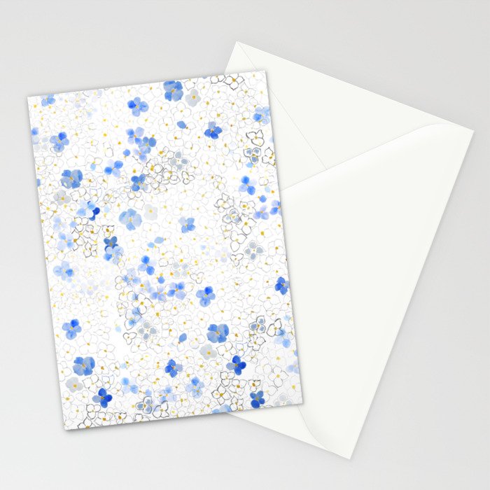blue abstract hydrangea pattern Stationery Card Gallery Image 2