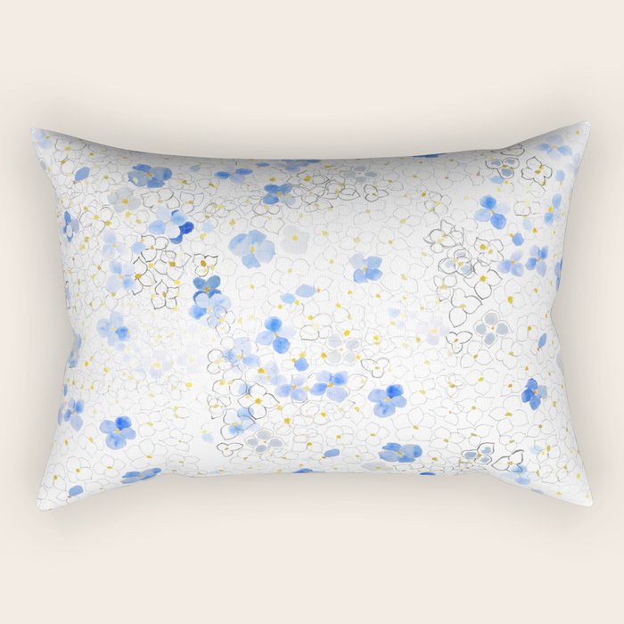 blue abstract hydrangea pattern Rectangular Pillow Gallery Image 1