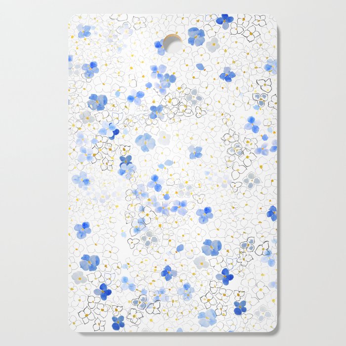 blue abstract hydrangea pattern Cutting Board Gallery Image 1