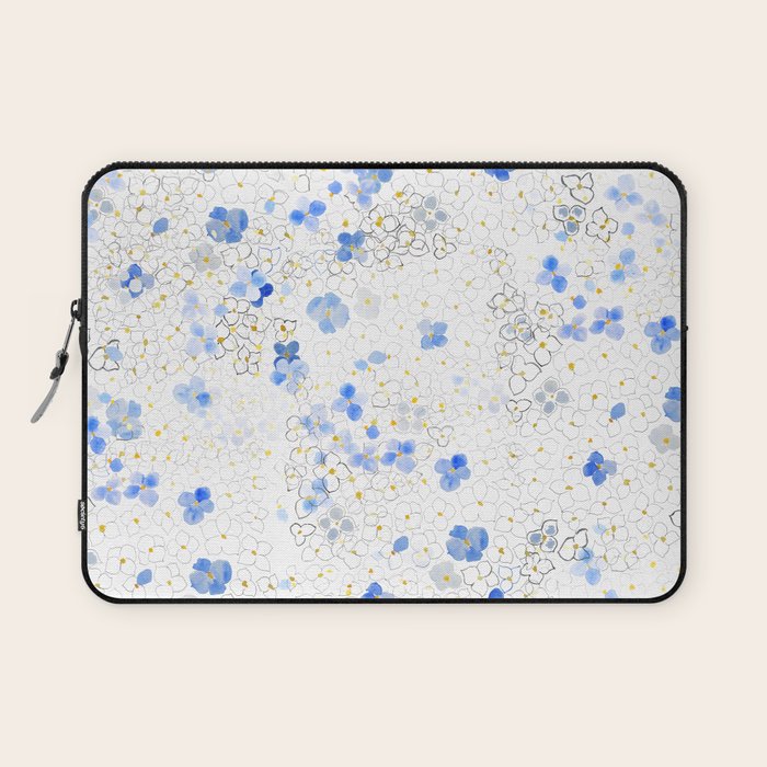 blue abstract hydrangea pattern Laptop Sleeve Gallery Image 1