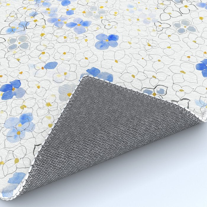 blue abstract hydrangea pattern Rug Gallery Image 4