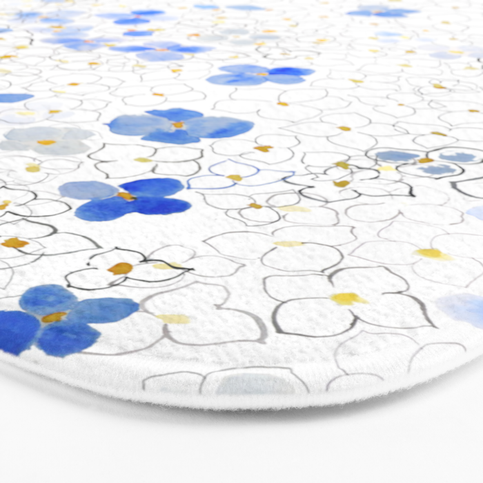 blue abstract hydrangea pattern Bath Mat Gallery Image 3