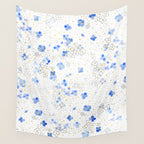blue abstract hydrangea pattern Wall Tapestry Gallery Image 4