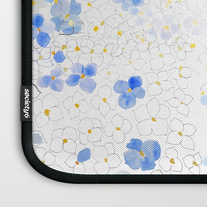 blue abstract hydrangea pattern Laptop Sleeve Gallery Image 3
