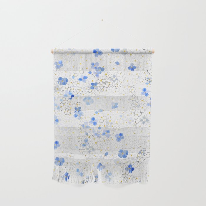 blue abstract hydrangea pattern Wall Hanging Gallery Image 1
