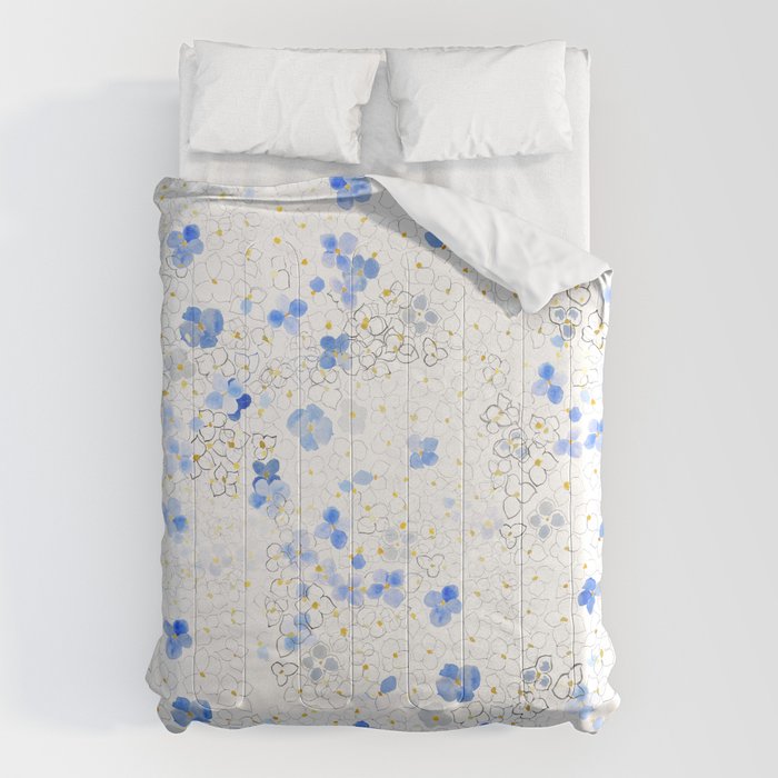 blue abstract hydrangea pattern Comforter Gallery Image 6
